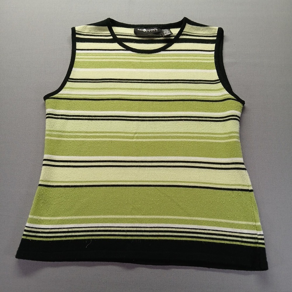 sag harbor dress Sweater Top Ladies Sleeveless Green SIZE 14